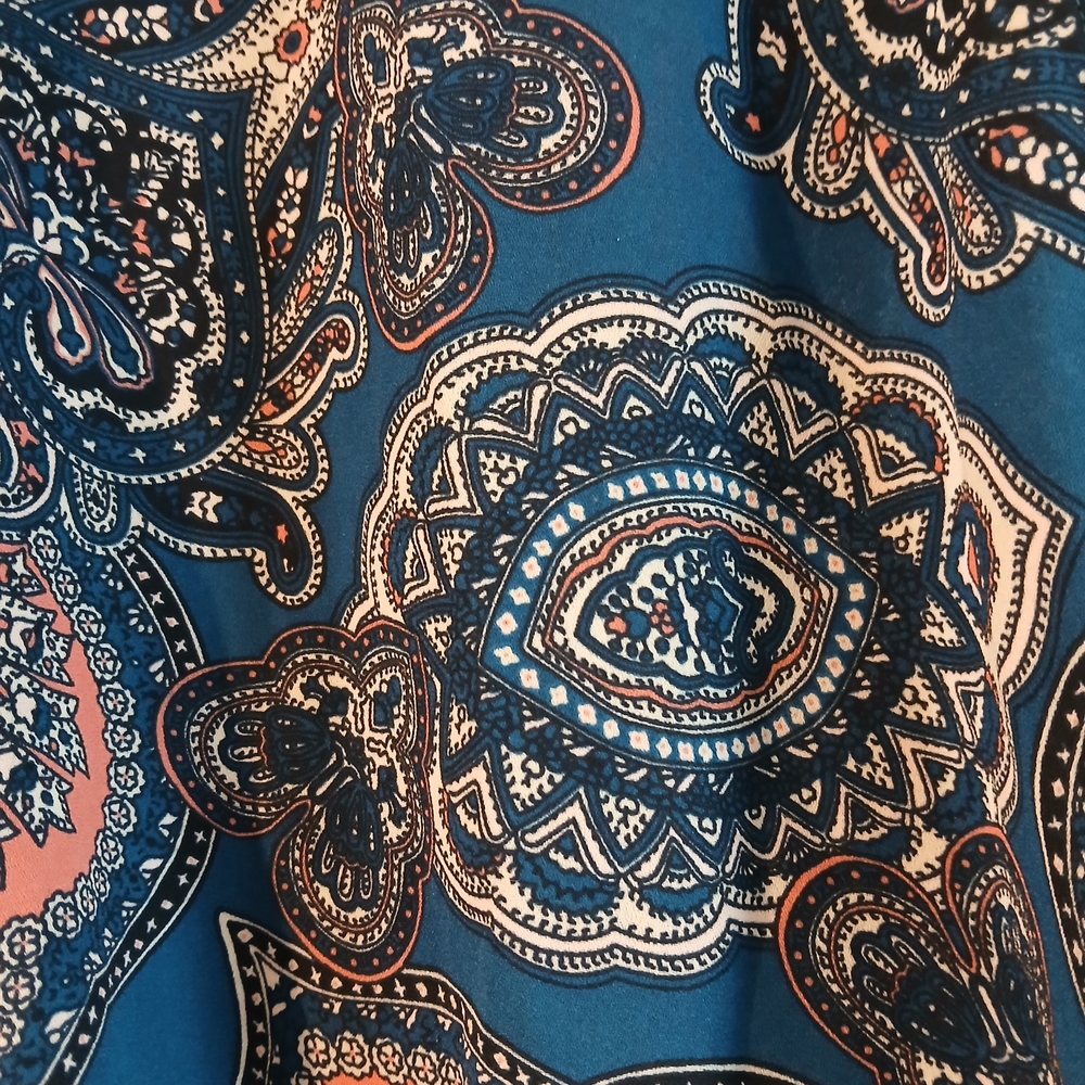 3 For $20 Ann Taylor Paisley Wrap Blouse - Navy and Coral - Picture 3 of 7